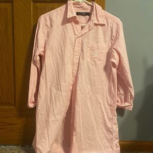 Ralph Lauren Pink Button Down 3/4 Sleeve Tunic